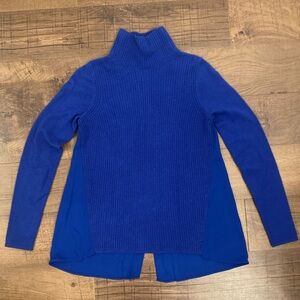 Elie Tahari Blue Wool Cashmere Mock-neck Mixed Media Sweater Women’s XS